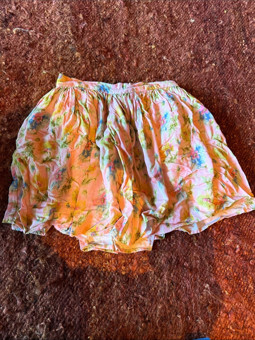 Morley Pink Floral Ruffled Skirt with Blue and Green Accents